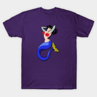 Tattooed Black-Haired Mermaid tattoo T-Shirt